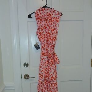 Geometric Red Midi Dress